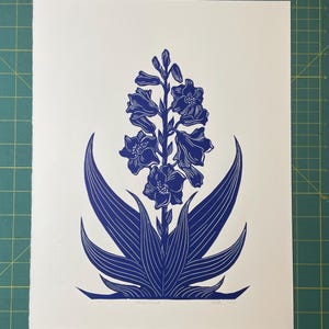 Großer Gartenblumen Linoldruck - Original Blumendruck - Botanischer Druck - Wohndekor - Muttertagsgeschenk - Natur Linoldruck Wildblume