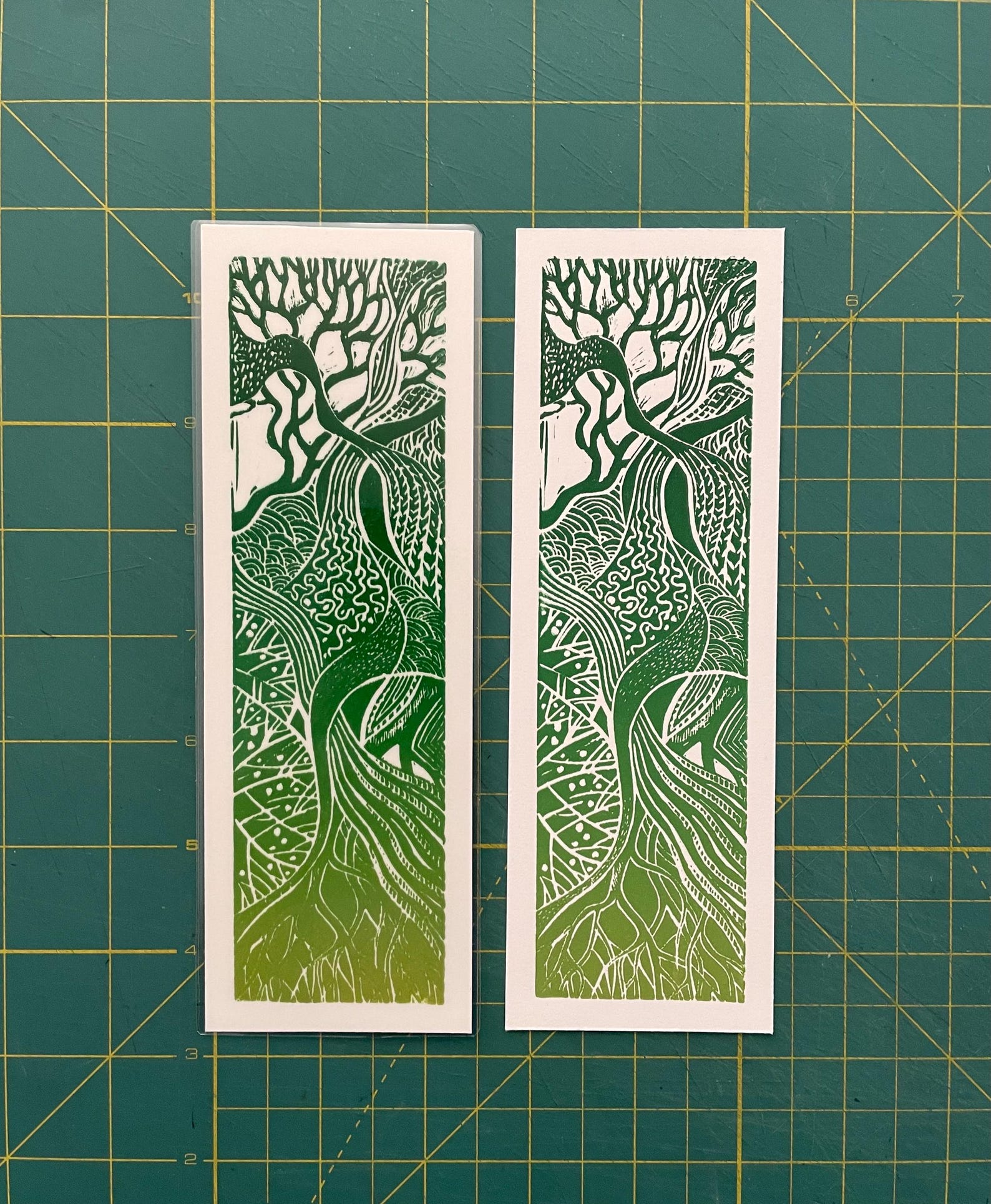 Handmade Linocut Bookmark: