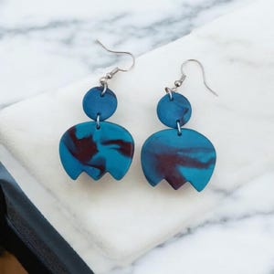 Handmade Polymer Clay Dangle Earrings: Colorful Rustic Design