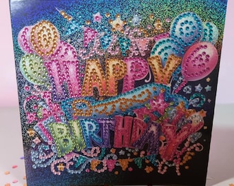 Handgemaakte verjaardagskaarten met enveloppen (15 cm) verschillende ontwerpen diamantkunst