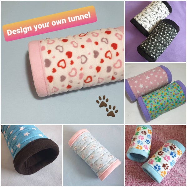 Padded Tunnel Tube for Guinea pigs, Hedgehogs etc. Bed Toy Pet House, Hideaway tunnel Hidey house