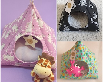 Hammock Wigwam/Teepee/Tent with cosy pillow for Chinchilla/Rat/Guinea Pig/Hedgehog and more Bed Toy Pet House