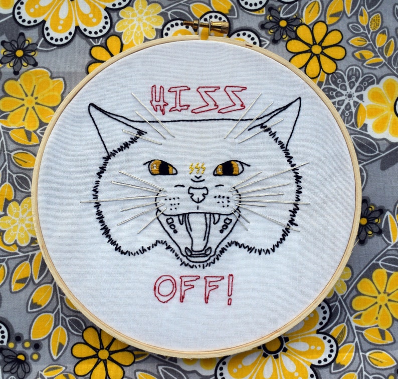 Hiss Off PDF Download printable embroidery pattern instant download