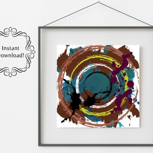 Colorful Abstract Wall Art Printable Wall Art Digital Art Print Mulicolor Home Decor Gift Square Wall Art Circles
