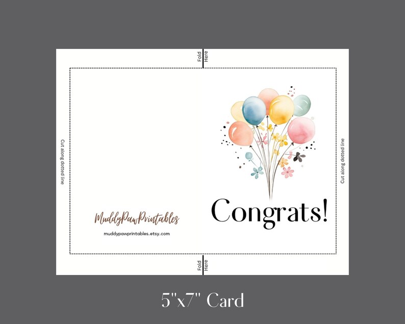 Congrats Cards.pdf Downloadable Greeting Card Instant Digital Download Printable Blank ...