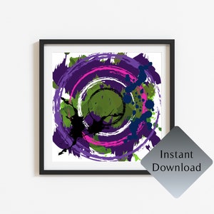 Colorful Eclectic Contemporary Abstract Wall Art Printable Wall Art Digital Art Print Multicolor Home Decor Square Wall Art Digital Download