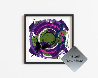 Colorful Eclectic Contemporary Abstract Wall Art Printable Wall Art Digital Art Print Multicolor Home Decor Square Wall Art Digital Download