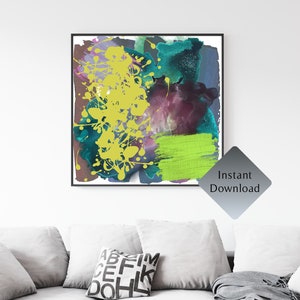 Colorful Eclectic Contemporary Abstract Wall Art Printable Wall Art Digital Art Print Multicolor Home Decor Square Wall Art Digital Download