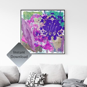 Colorful Eclectic Contemporary Abstract Wall Art Printable Wall Art Digital Art Print Multicolor Home Decor Square Wall Art Digital Download