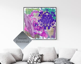 Colorful Eclectic Contemporary Abstract Wall Art Printable Wall Art Digital Art Print Multicolor Home Decor Square Wall Art Digital Download