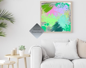 Colorful Eclectic Contemporary Abstract Wall Art Printable Wall Art Digital Art Print Multicolor Home Decor Square Wall Art Digital Download