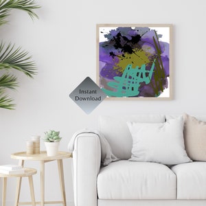 Colorful Eclectic Contemporary Abstract Wall Art Printable Wall Art Digital Art Print Multicolor Home Decor Square Wall Art Digital Download
