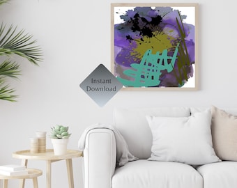 Colorful Eclectic Contemporary Abstract Wall Art Printable Wall Art Digital Art Print Multicolor Home Decor Square Wall Art Digital Download