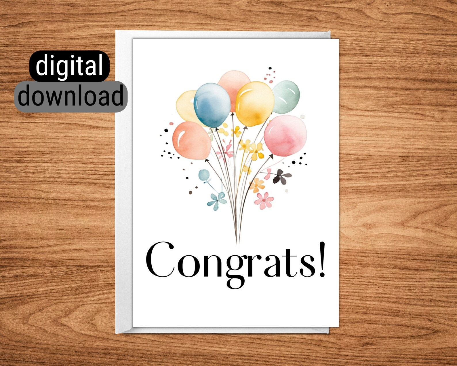 Congrats Cards.pdf Downloadable Greeting Card Instant Digital Download Printable Blank ...