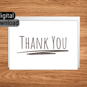 Downloadbare Grußkarte 5 "x 7" 4 "x 6" JPG Sofortiger digitaler Download Druckbare leere Dankeskarte Einfache minimalistische braune Beschriftung