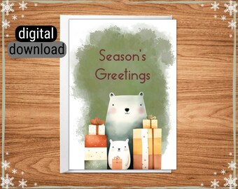 Downloadable Christmas Greeting Card Printable Christmas Card 5" x 7" Greeting Card 4" x 6" Card Digital Download Holiday Season's Greetings