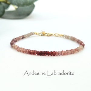 Andesine gemstone bracelet, natural gemstone, handmade, top quality, available in 14k goldfilled and 925 sterling silver