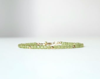 Peridot and Amethyst Gemstone Cut Beaded Bracelet, AAA quality, Handmade, Top Quality, Available 14k Goldfilled, 925 Silver