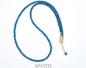 Apatiet facet geslepen kralen ketting, handgemaakt, apatiet sieraden, natuurlijke apatiet, leverbaar in 14k goldfilled en sterling zilver