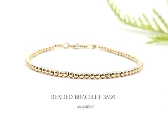 Pulsera de cuentas rellenas de oro de 14k, hecha a mano, calidad AAA, piedras naturales, pulsera de cuentas de oro, pulsera básica