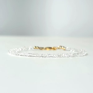 Bracelet de perles de diamants Herkimer, qualité AAA, fait main, disponible en plaqué or 14 carats et en argent sterling 925, cadeau