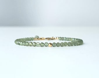Fine delicate bracelet with Neon Apatite gemstone beads, 2mm, handmade, natural Apatite, available in 14k gold filled and 925 silver
