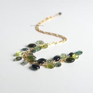 Gray rough diamond and dark gray mystic spinel gemstone beaded bracelet, available in 14k gold filled and sterling silver, handmade