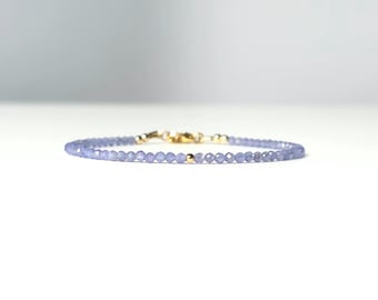 Tanzanite delicate gemstone bracelet, handmade, available in 14k goldfilled and 925 sterling silver, natural Tanzanite AAA quality