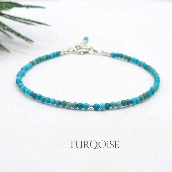 Turquoise bracelet, 2mm, turquoise beaded bracelet, 14k goldfilled, 925 sterling silver, handmade, natural turquoise, 2mm bracelets