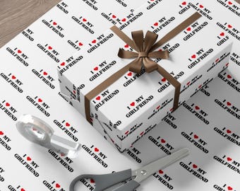 Papel de regalo con la frase "Amo a mi novia" / Papel de regalo con estampado romántico