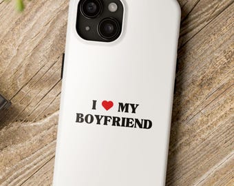Funda rígida para teléfono "Amo a mi novio" / Relación, funda romántica para teléfono