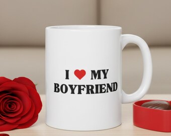 Taza "Amo a mi novio", regalo de San Valentín para novia, linda taza romántica para parejas