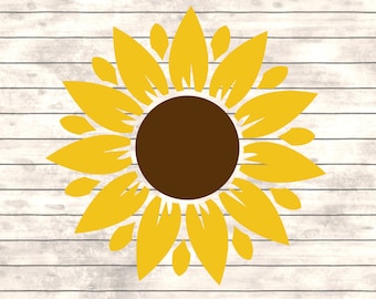SVG de girasol, archivos de corte de flores para Cricut (descarga digital)