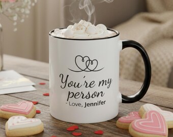 El mejor regalo de San Valentín para tu novio: taza personalizada para parejas, taza de café con nombre personalizado "Eres mi persona"