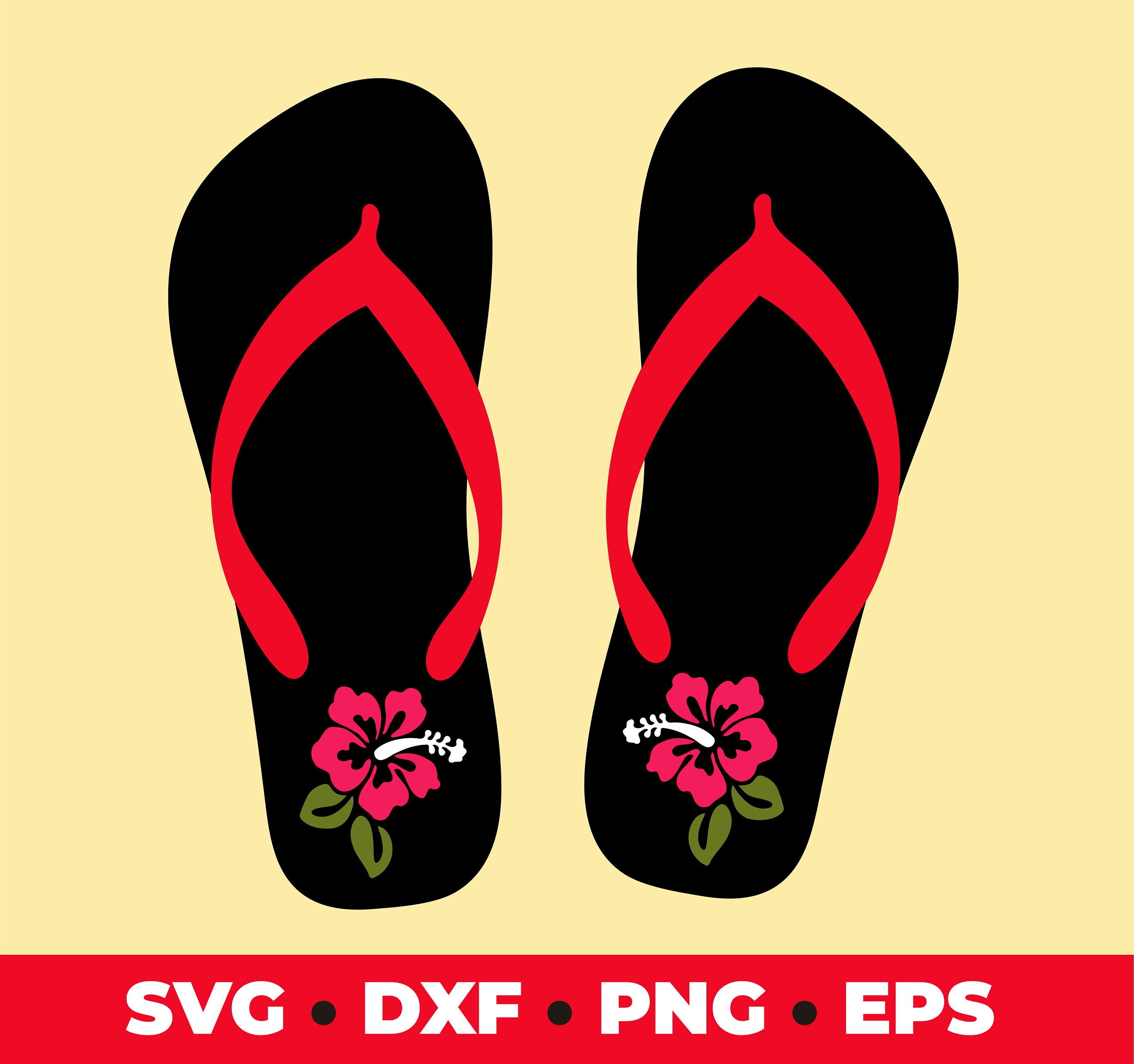 Flower Flip Flops SVG Cricut, Silhouette, Hibiscus Flip Flop SVG, Pink