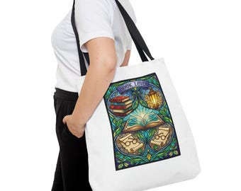 Bolsa de mano para amantes de los libros, bolsa de vidrieras, bolsa Dark Academia, regalo para lectores