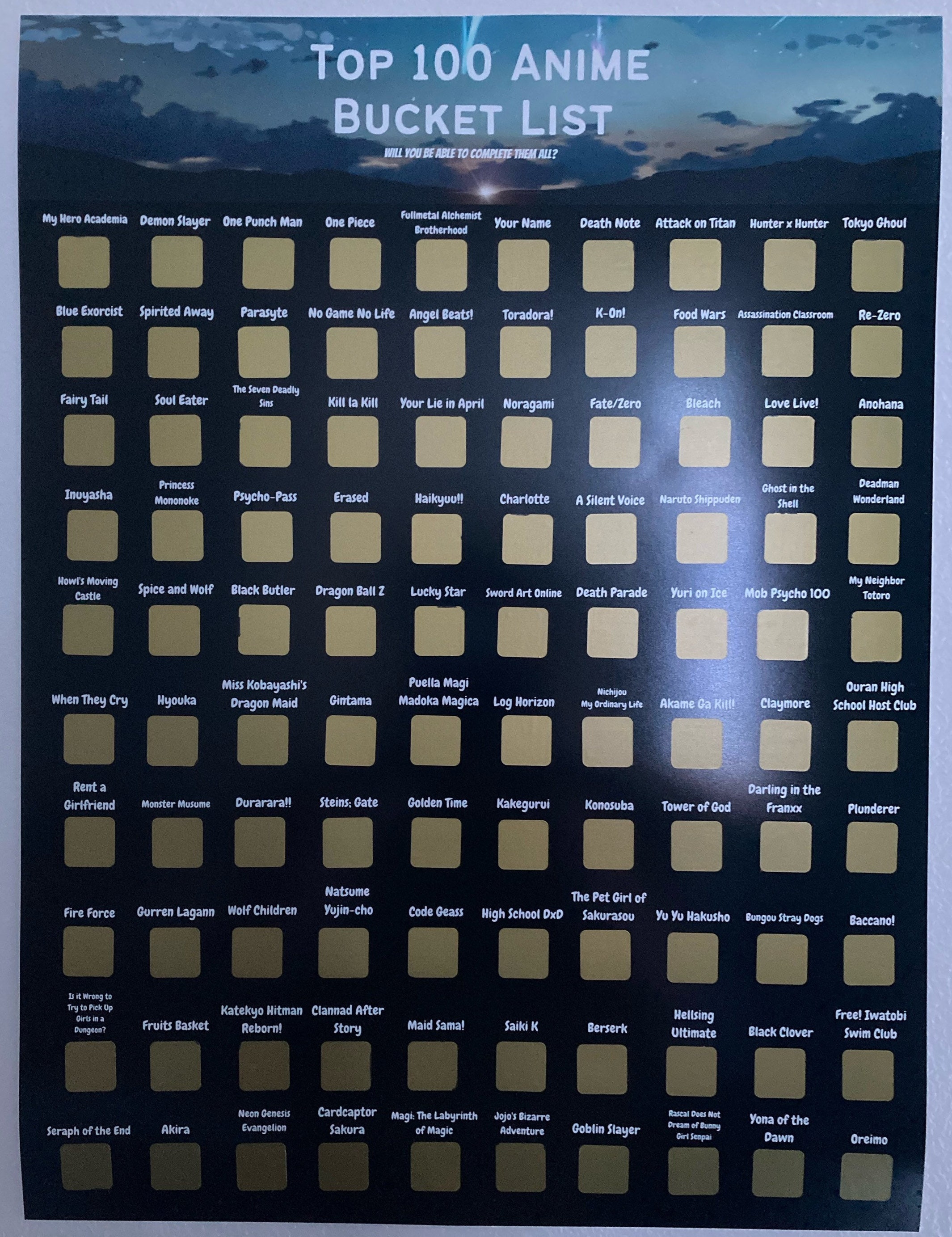 Top 100 Scratch Off Anime Bucket List Poster Etsy Top 100 Scratch Off Anime Bucket List Poster Etsy
