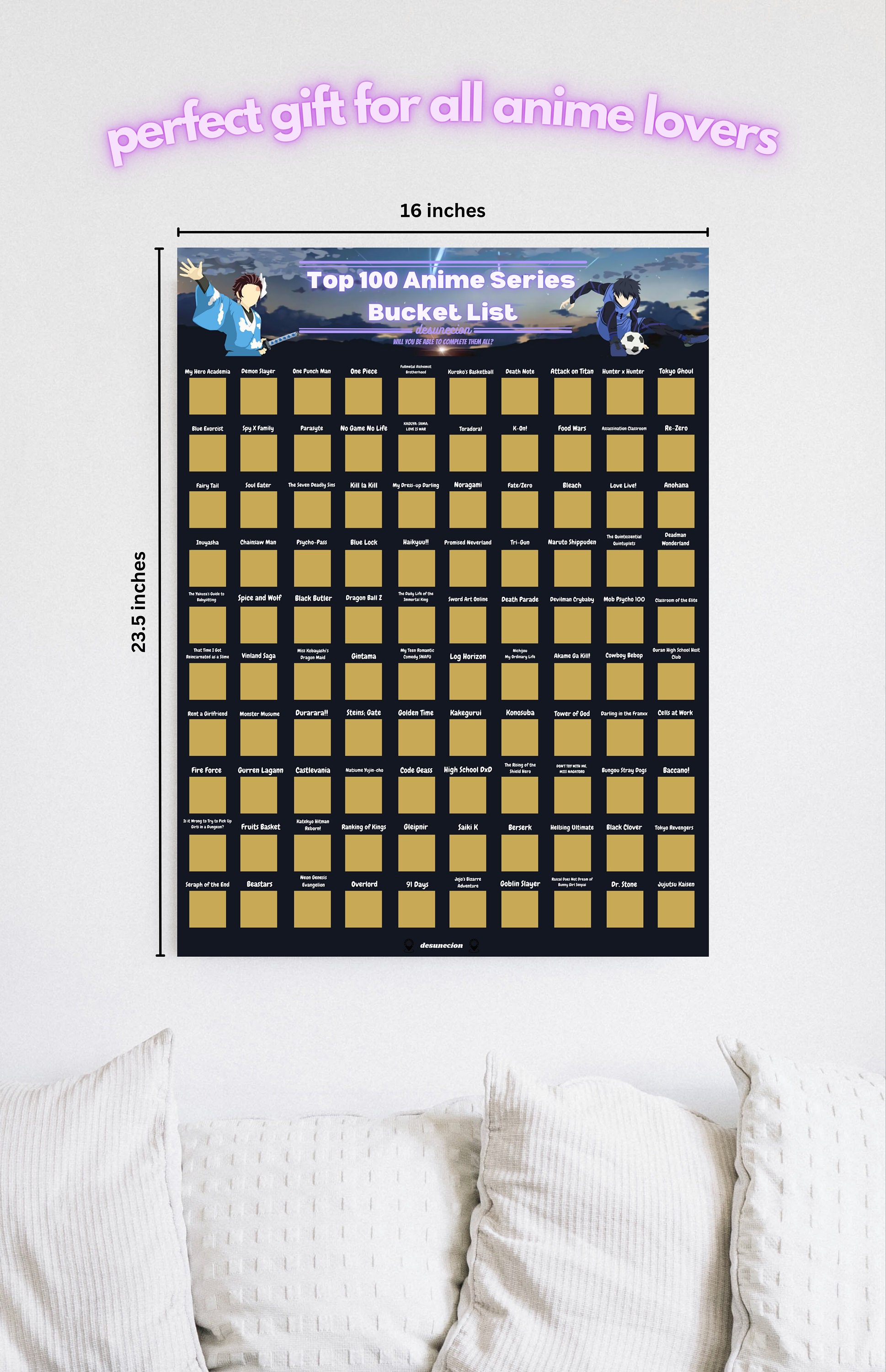 Buy Fuiyoh Anime Poster  Top 100 Anime Scratch Off Poster Japanese Anime  Bucket List Anime Poster for Room Aesthetic Anime Gifts for Anime Lovers  165 x 234 Online at Lowest Price