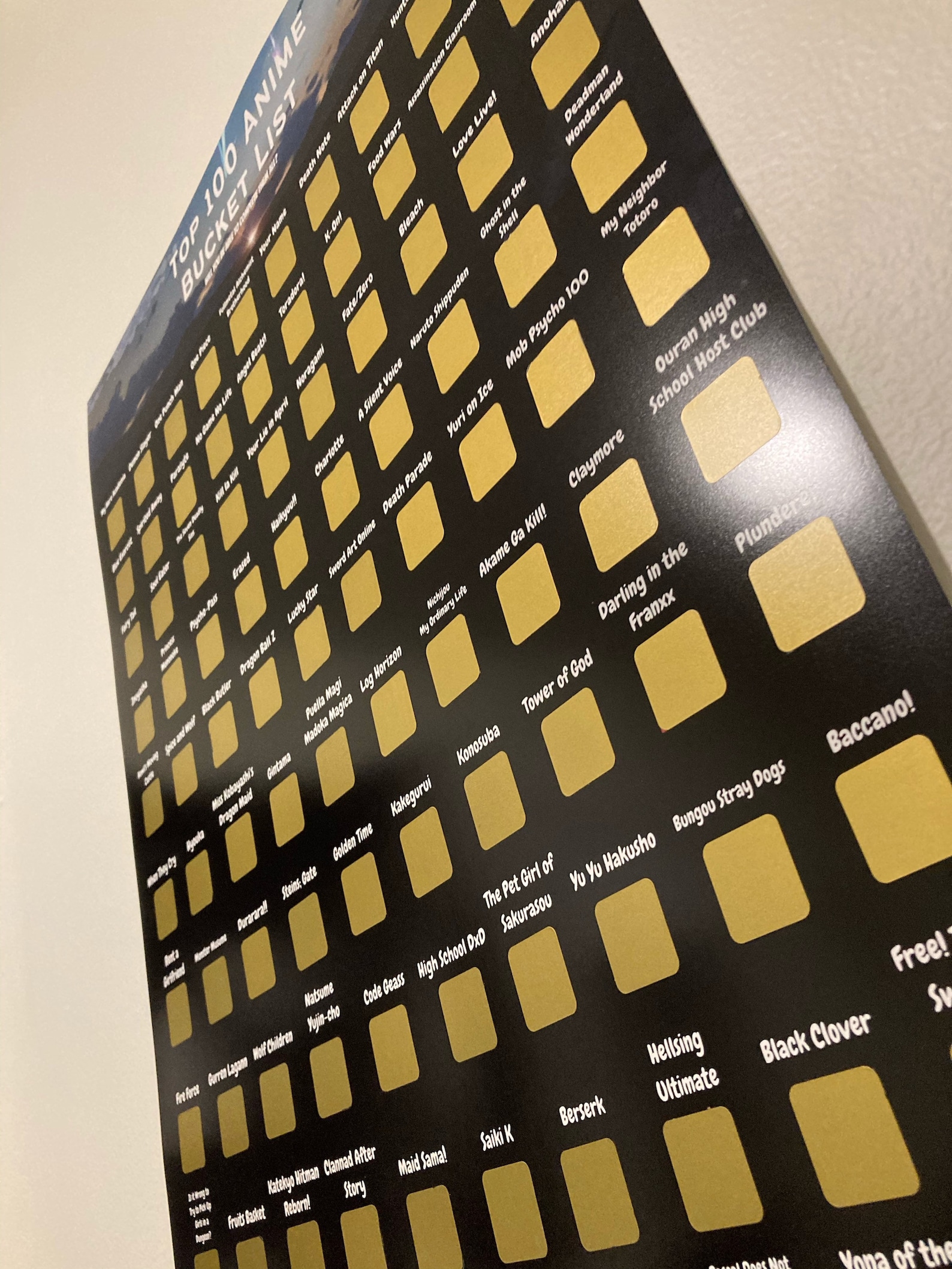 Top 100 Scratch Off Anime Bucket List Poster | Etsy