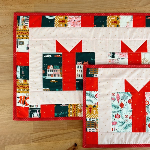 Christmas Present Table Runner and Placemat Pattern - Quilting Pattern - With Video Tutorial