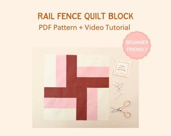 Rail Fence Quilt Block Pattern | Beginner-Friendly (PDF Pattern)