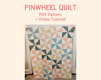Pinwheel Quilt Pattern - Beginner Friendly - With Video Tutorial