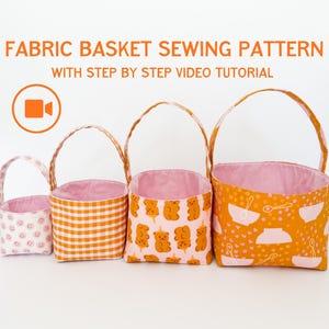 Fabric Basket Sewing Pattern PDF - 4 Sizes - Beginner Friendly