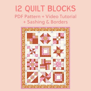 Mystery Block of the Month 2023 Quilt Pattern Bundle – 12 PDF Quilt Blocks with Step-by-Step Video Tutorials by Stacey Lee Creative