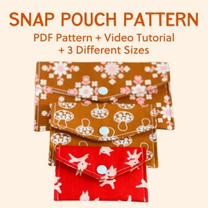 Snap Pouch Sewing Pattern with 3 Sizes - Great Gift Idea! // Learn to Sew // Sewing for Beginners with Video Instructions