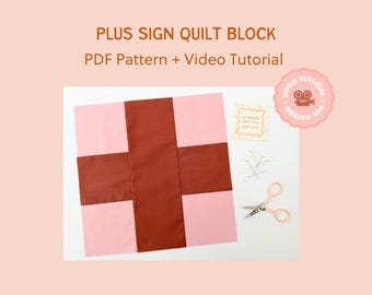 Plus Sign Quilt Block Pattern | Beginner Friendly (PDF Pattern)