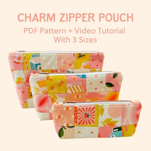 Mini Charm Zipper Pouch Sewing Pattern PDF – 3 Sizes Included – Beginner Friendly with Video Tutorial