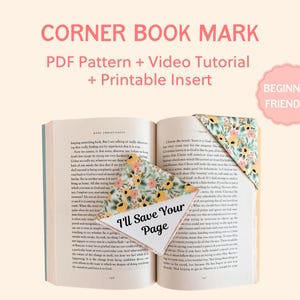 Marque-page en tissu, patron de couture PDF - Convivial pour les débutants avec tutoriel vidéo + étiquette insérable gratuite