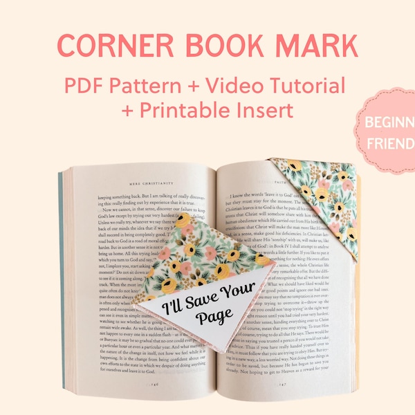 Fabric Bookmark Sewing Pattern PDF – Beginner Friendly with Video Tutorial + Free Insertable Label