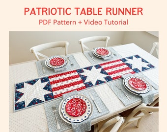 Stars and Stripes Quilted Table Runner Pattern – Patriotic Decor (PDF Pattern)